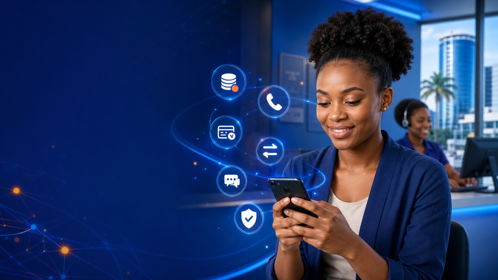 Cliente consultando servicios GETESA desde el móvil con códigos USSD